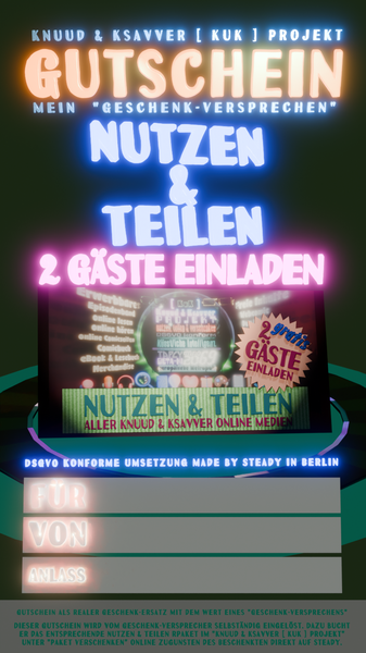 Knuud & Ksavver [ KuK ] Projekt - alle online Medien Nutzen & Teilen mit 2 Gästen