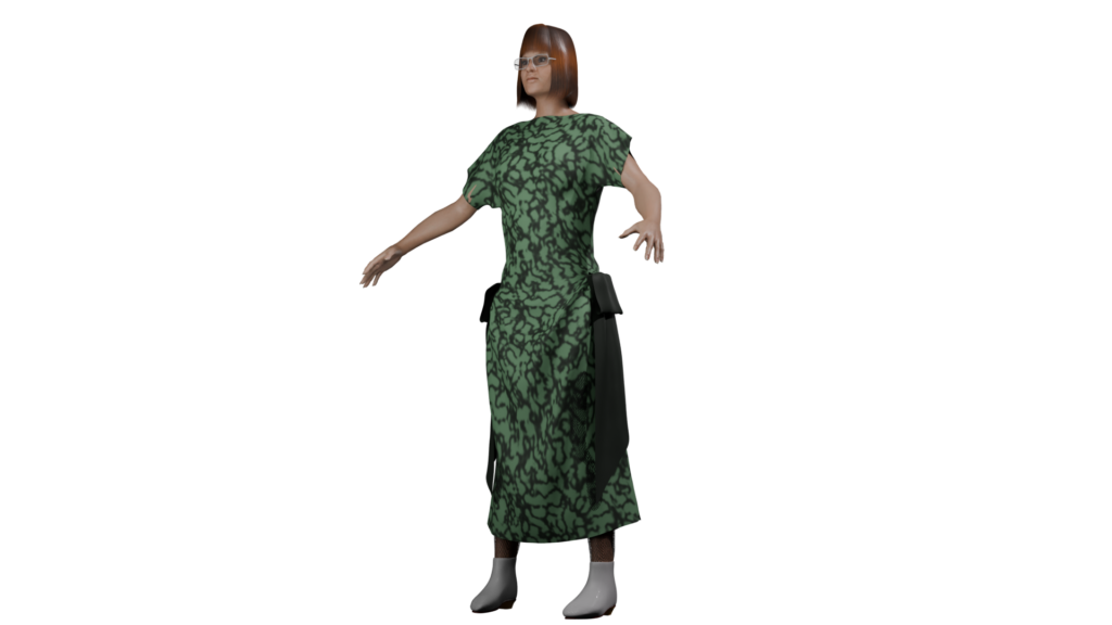 Frau Papierfreund im grünen Kleind