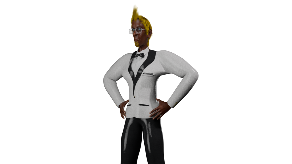 Ksavver mit GeoNodes Haaren beim Posen in MPFBv2