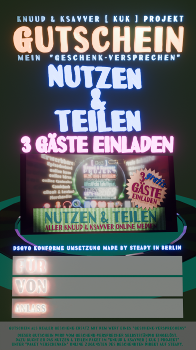 Knuud & Ksavver [ KuK ] Projekt - alle online Medien Nutzen & Teilen mit 3 Gästen